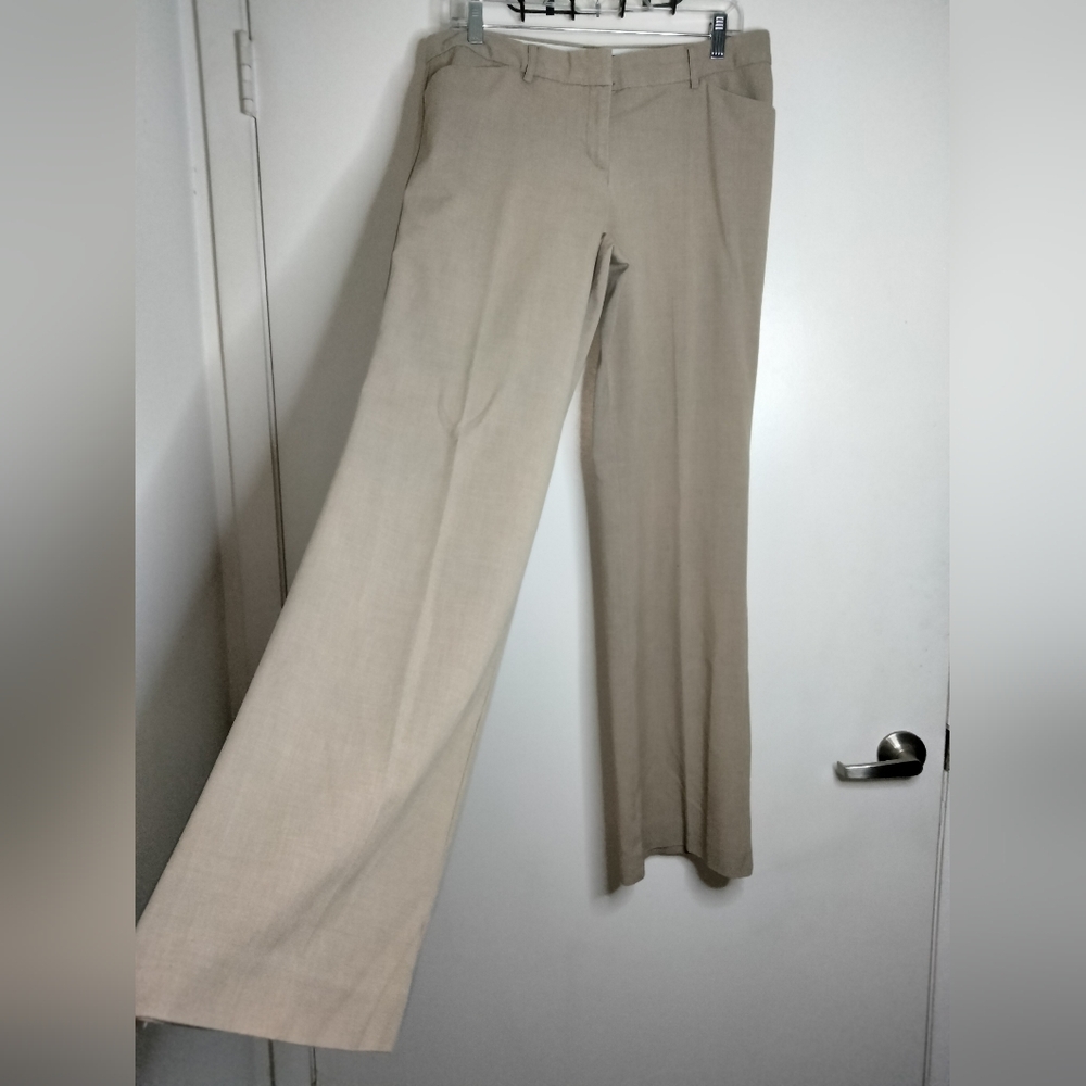 Fiona (Size 10) Tan/Beige Stretch Blend Tailored Slip Pockets Straight-Leg Pants